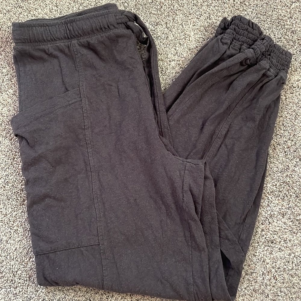 Aerie textured jogger pants grey cotton size small